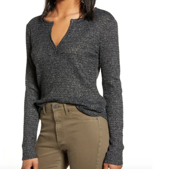 Socialite Tops - Socialite Long Sleeve Thermal Henley Top